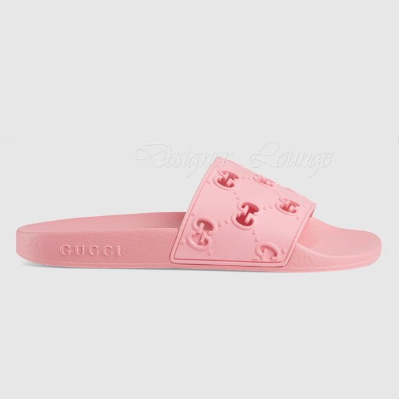 NEW GUCCI Pursuit GG Logo Rose Pink Pool Slide Sandals Women's Size EU 39 US 9 - Picture 4 of 12